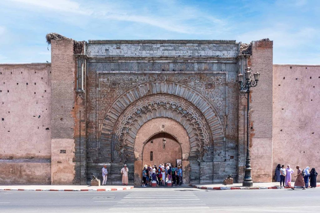 Entrance-to-the-souks-Bab-Agnaou-in-Marrakech-Morocco